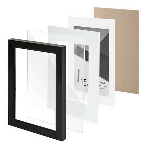  Рамка 15х21 см с паспарту 10х15 см небьющаяся, багет 20 мм, пластик, brauberg "new age", черная, 391273 | Рамки для дипломов, сертификатов, грамот, фотографий