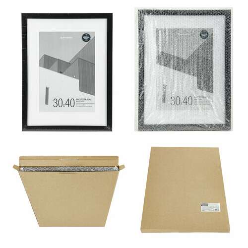  Рамка 30х40 см с паспарту 21х30 см небьющаяся, багет 20 мм, пластик, brauberg "new age", черная, 391277 | Рамки для дипломов, сертификатов, грамот, фотографий