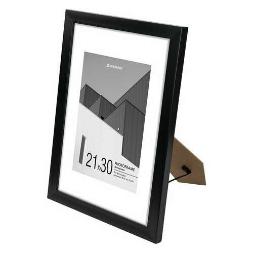  Рамка 21х30 см с паспарту 15х21 см небьющаяся, багет 20 мм, пластик, brauberg "new age", черная, 391275 | Рамки для дипломов, сертификатов, грамот, фотографий