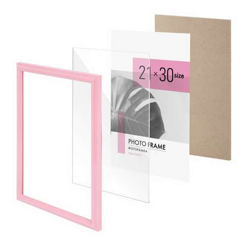  Рамка 21х30 см небьющаяся, багет 17,5 мм, пластик, brauberg "colorful", розовая, 391248 | Рамки для дипломов, сертификатов, грамот, фотографий