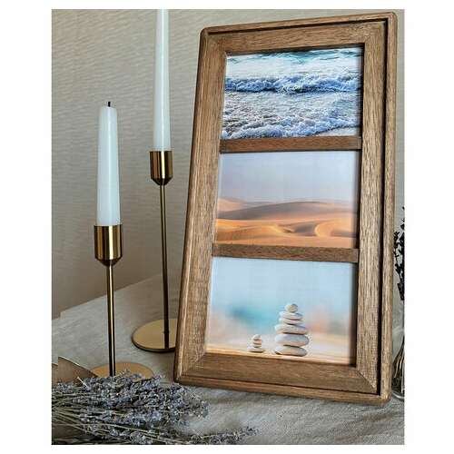 Рамка из мангового дерева brauberg loft trinity, 3 фото 10х15 см, стекло, 20х35,5 см, 391282  Рамка из мангового дерева brauberg loft trinity, 3 фото 10х15 см, стекло, 20х35,5 см, 391282 | Рамки для дипломов, сертификатов, грамот, фотографий