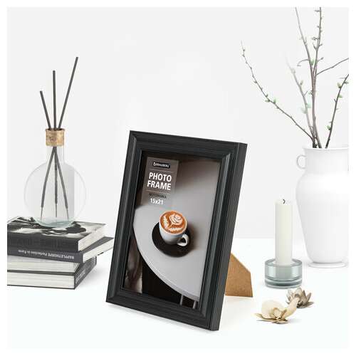  Рамка 15х21 см небьющаяся, багет 27 мм, пластик, brauberg "viscount", черная, 391256 | Рамки для дипломов, сертификатов, грамот, фотографий
