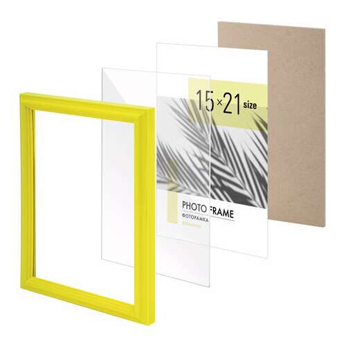  Рамка 15х21 см небьющаяся, багет 17,5 мм, пластик, brauberg "colorful", желтая, 391245 | Рамки для дипломов, сертификатов, грамот, фотографий