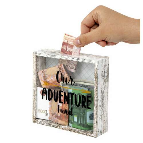  Рамка-копилка 14х14 см для фото 13,5х13,5 см, стекло, мдф, brauberg "adventure", 391257 | Рамки для дипломов, сертификатов, грамот, фотографий