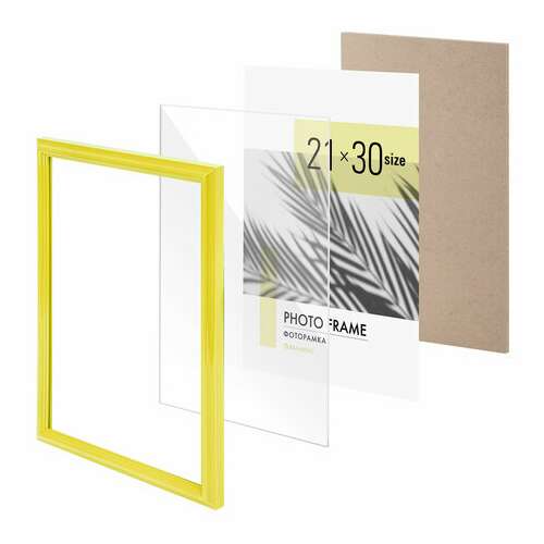  Рамка 21х30 см небьющаяся, багет 17,5 мм, пластик, brauberg "colorful", желтая, 391246 | Рамки для дипломов, сертификатов, грамот, фотографий