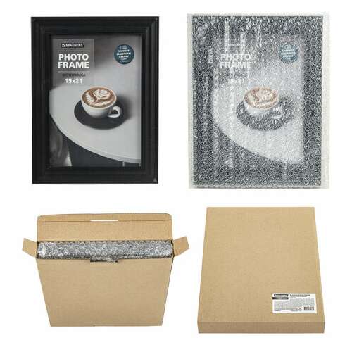  Рамка 15х21 см небьющаяся, багет 27 мм, пластик, brauberg "viscount", черная, 391256 | Рамки для дипломов, сертификатов, грамот, фотографий