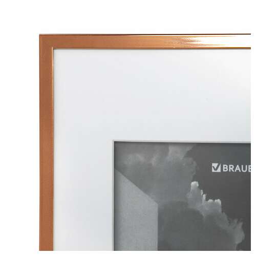  Рамка 21х30 см с паспарту 15х21 см небьющаяся, багет 5 мм, пластик, brauberg "smart", золотистая, 391279 | Рамки для дипломов, сертификатов, грамот, фотографий