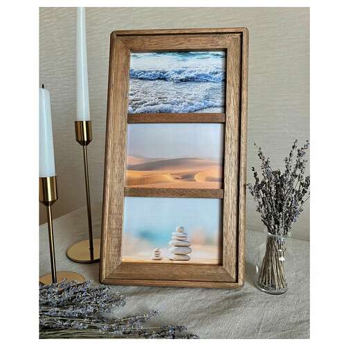 Рамка из мангового дерева brauberg loft trinity, 3 фото 10х15 см, стекло, 20х35,5 см, 391282  Рамка из мангового дерева brauberg loft trinity, 3 фото 10х15 см, стекло, 20х35,5 см, 391282 | Рамки для дипломов, сертификатов, грамот, фотографий