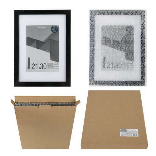  Рамка 21х30 см с паспарту 15х21 см небьющаяся, багет 20 мм, пластик, brauberg "new age", черная, 391275 | Рамки для дипломов, сертификатов, грамот, фотографий