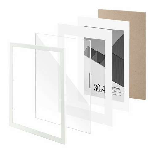  Рамка 30х40 см с паспарту 21х30 см небьющаяся, багет 20 мм, пластик, brauberg "new age", белая, 391278 | Рамки для дипломов, сертификатов, грамот, фотографий