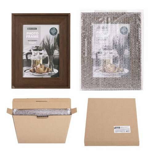  Рамка 15х21 см небьющаяся, багет 40 мм пластик, brauberg "walnut", цвет орех, 391264 | Рамки для дипломов, сертификатов, грамот, фотографий