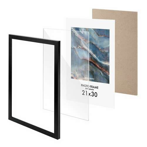  Рамка 21х30 см небьющаяся, комплект 4 шт., багет 16 мм мдф, brauberg "basic", черная, 391259 | Рамки для дипломов, сертификатов, грамот, фотографий