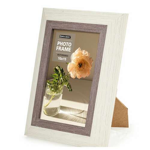  Рамка 10х15 см небьющаяся, багет 30 мм, пластик, brauberg "lambert", слоновая кость/капучино, 391249 | Рамки для дипломов, сертификатов, грамот, фотографий