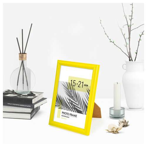  Рамка 15х21 см небьющаяся, багет 17,5 мм, пластик, brauberg "colorful", желтая, 391245 | Рамки для дипломов, сертификатов, грамот, фотографий