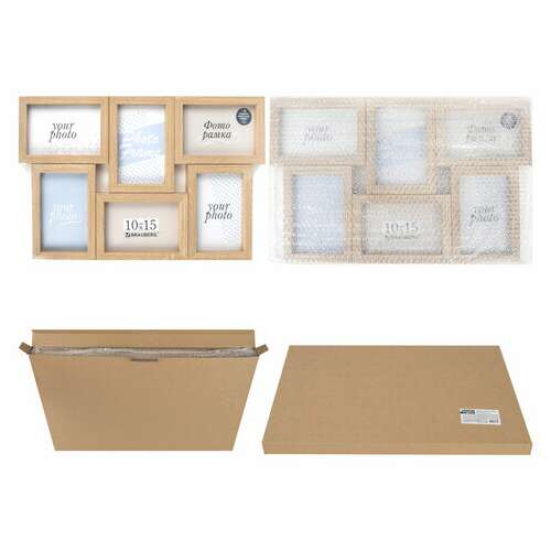  Рамка 10х15 см для 6 фото небьющаяся, багет 15 мм, мдф, brauberg "collage", цвет мокко, 391262 | Рамки для дипломов, сертификатов, грамот, фотографий