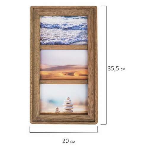 Рамка из мангового дерева brauberg loft trinity, 3 фото 10х15 см, стекло, 20х35,5 см, 391282  Рамка из мангового дерева brauberg loft trinity, 3 фото 10х15 см, стекло, 20х35,5 см, 391282 | Рамки для дипломов, сертификатов, грамот, фотографий