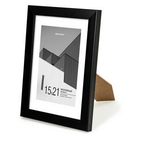  Рамка 15х21 см с паспарту 10х15 см небьющаяся, багет 20 мм, пластик, brauberg "new age", черная, 391273 | Рамки для дипломов, сертификатов, грамот, фотографий