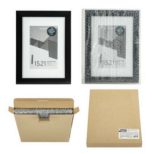 Рамка 15х21 см с паспарту 10х15 см небьющаяся, багет 20 мм, пластик, brauberg "new age", черная, 391273 | Рамки для дипломов, сертификатов, грамот, фотографий
