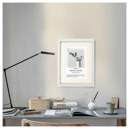  Рамка 30х40 см с паспарту 21х30 см, небьющаяся, багет 26 мм, мдф, brauberg "ambassador", белая, 391368 | Рамки для дипломов, сертификатов, грамот, фотографий