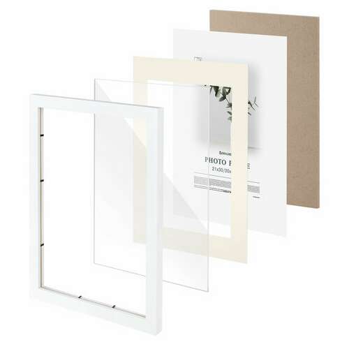  Рамка 30х40 см с паспарту 21х30 см, небьющаяся, багет 26 мм, мдф, brauberg "ambassador", белая, 391368 | Рамки для дипломов, сертификатов, грамот, фотографий