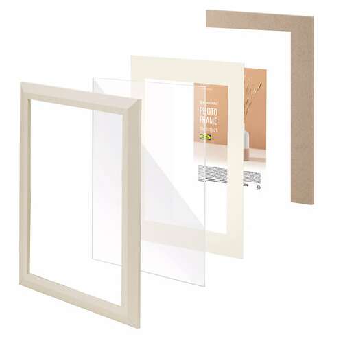  Рамка 21х30 см с паспарту 13х18 см, небьющаяся, аналог ikea, багет 26 мм, мдф, brauberg "zool", цвет слоновая кость, 391376 | Рамки для дипломов, сертификатов, грамот, фотографий