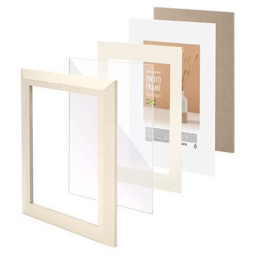  Рамка 15х21 см с паспарту 10х15 см небьющаяся, аналог ikea, багет 26 мм, мдф, brauberg "zool", цвет слоновая кость, 391374 | Рамки для дипломов, сертификатов, грамот, фотографий