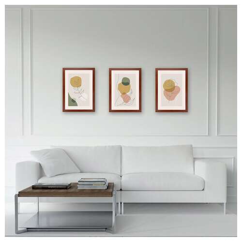  Рамка 21х30 см со стеклом, комплект 3 шт., багет 18 мм мдф, staff "grand", цвет итальянский орех, 391332 | Рамки для дипломов, сертификатов, грамот, фотографий