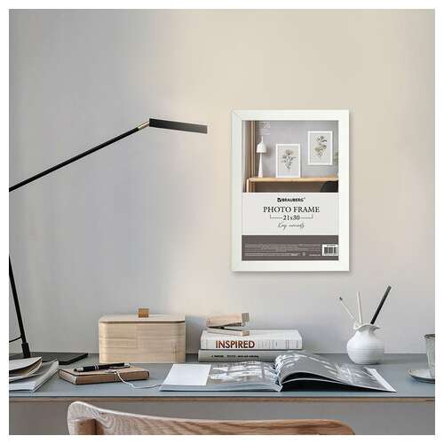  Рамка 21х30 см небьющаяся, аналог ikea, багет 21 мм, мдф, brauberg "idea", белая, 391370 | Рамки для дипломов, сертификатов, грамот, фотографий