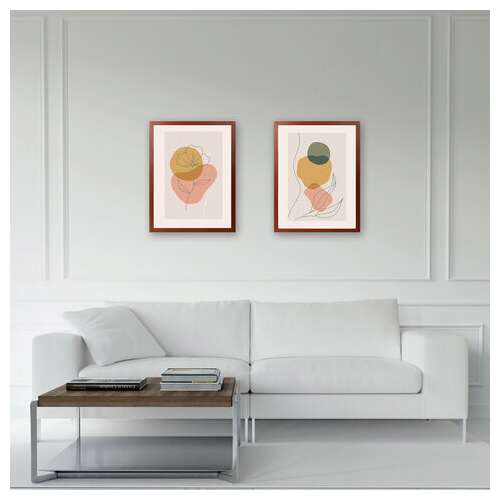  Рамка 30х40 см со стеклом, комплект 2 штуки, багет 18 мм мдф, staff "grand", цвет итальянский орех, 391335 | Рамки для дипломов, сертификатов, грамот, фотографий