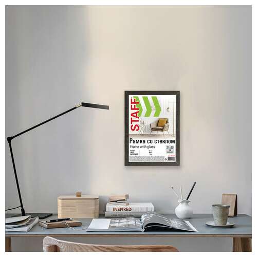  Рамка 21х30 см со стеклом, багет 18 мм мдф, staff "grand", цвет венге, 391330 | Рамки для дипломов, сертификатов, грамот, фотографий