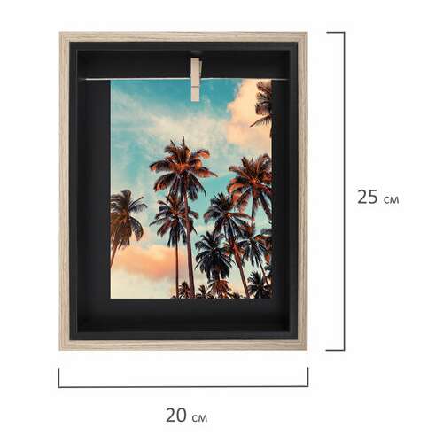  Рамка из мдф brauberg loft black box, фото 13х18 см, с прищепкой, 20х25 см, 391290 | Рамки для дипломов, сертификатов, грамот, фотографий