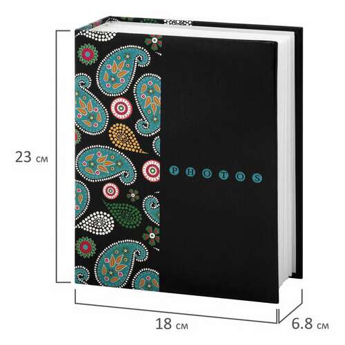 Фотоальбом brauberg на 304 фотографии 10х15 см, твердая обложка, "пейсли", черный с бирюзовым, 390674  Фотоальбом brauberg на 304 фотографии 10х15 см, твердая обложка, "пейсли", черный с бирюзовым, 390674 | Фотоальбомы