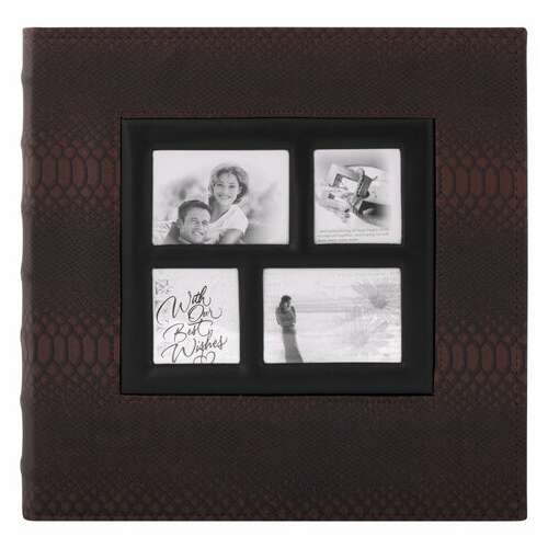  Фотоальбом brauberg на 500 фотографий 10х15 см, обложка под кожу рептилии, рамка для фото, бокс, коричневый, 390680 | Фотоальбомы