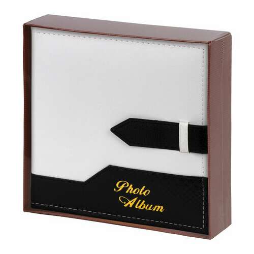  Фотоальбом brauberg на 200 фото. 10х15 см, под замшу, бумажные страницы, бокс, белый с черным, 391114 | Фотоальбомы