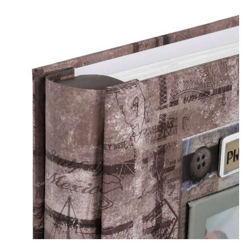  Фотоальбом brauberg на 200 фотографий 10х15 см, твердая обложка, "путешествие", бокс, коричневый, 390672 | Фотоальбомы