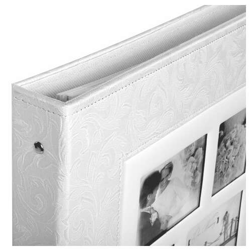  Фотоальбом brauberg свадебный, 20 магнитных листов 30х32 см, обложка под фактурную кожу, на кольцах, белый, 390691 | Фотоальбомы