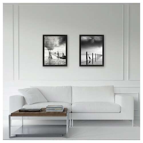  Рамка 30х40 см небьющаяся, комплект 2 штуки, багет 21 мм, мдф, brauberg "idea", черная, 391395 | Рамки для дипломов, сертификатов, грамот, фотографий