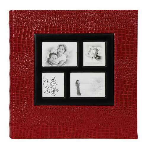  Фотоальбом brauberg на 500 фотографий 10х15 см, обложка под кожу крокодила, рамка для фото, красный, 390714 | Фотоальбомы