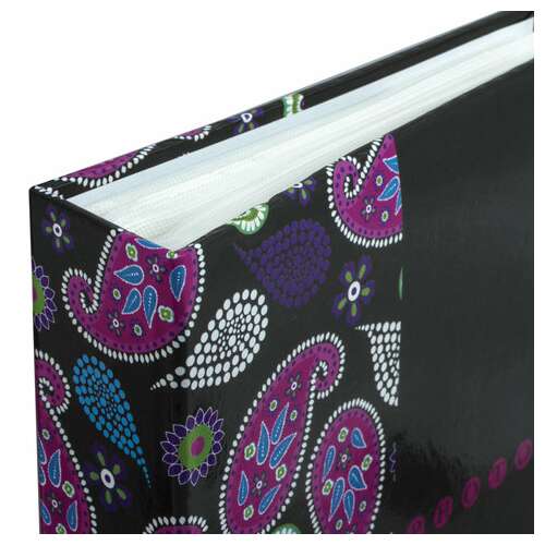  Фотоальбом brauberg на 200 фотографий 10х15 см, твердая обложка, "пейсли", черный с розовым, 390668 | Фотоальбомы