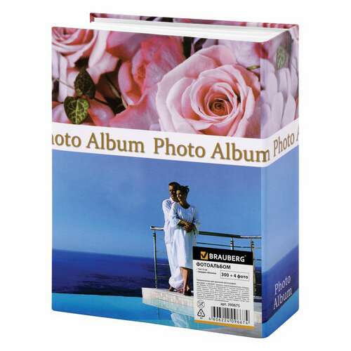  Фотоальбом brauberg на 304 фотографии 10х15 см, твердая обложка, "романтика", голубой с розовым, 390675 | Фотоальбомы