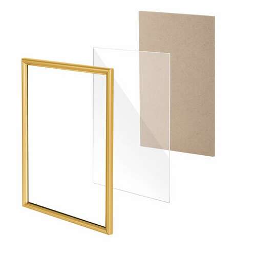  Рамка 21х30 см со стеклом, багет 14 мм пластик, brauberg "hit2", матовое золото, 391380 | Рамки для дипломов, сертификатов, грамот, фотографий