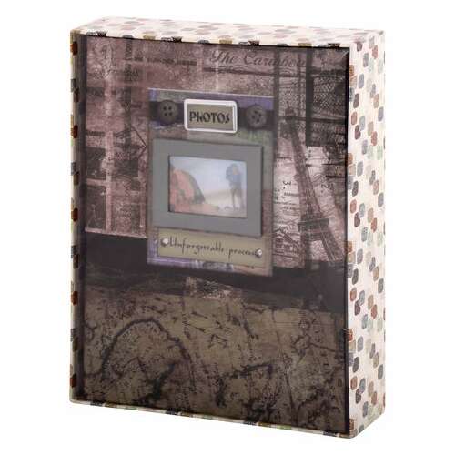  Фотоальбом brauberg на 200 фотографий 10х15 см, твердая обложка, "путешествие", бокс, коричневый, 390672 | Фотоальбомы