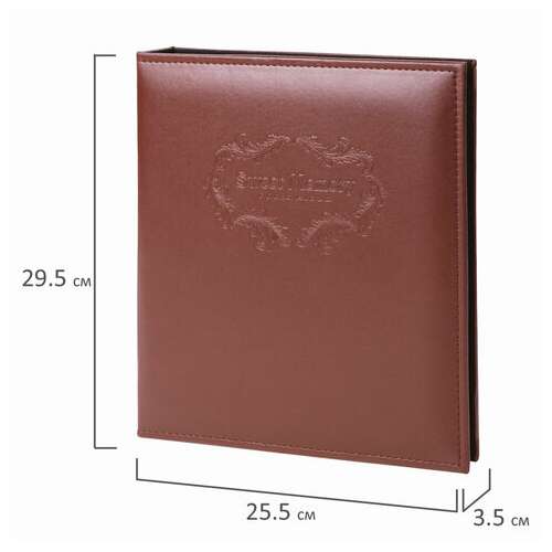  Фотоальбом brauberg на 20 магнитных листов, 23х28 см, под гладкую кожу, на кольцах, коричневый, 390492 | Фотоальбомы