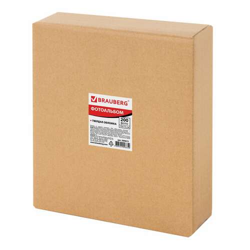  Фотоальбом brauberg на 200 фотографий 10х15 см, твердая обложка, "семья", бокс, красно-коричневый, 390673 | Фотоальбомы