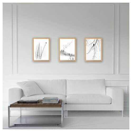  Рамка 21х30 см со стеклом, комплект 3 шт., багет 16 мм, дерево, staff "sonata", цвет натуральный, 391386 | Рамки для дипломов, сертификатов, грамот, фотографий