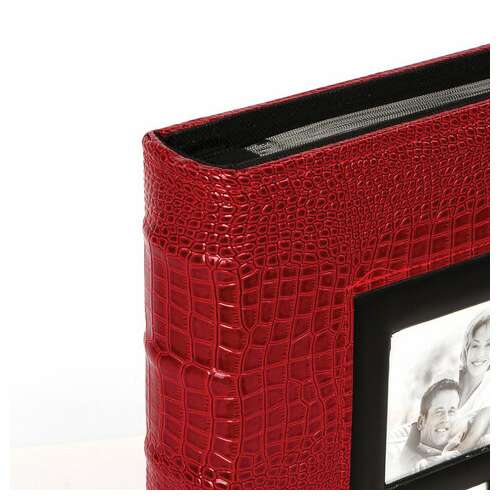  Фотоальбом brauberg на 500 фотографий 10х15 см, обложка под кожу крокодила, рамка для фото, красный, 390714 | Фотоальбомы