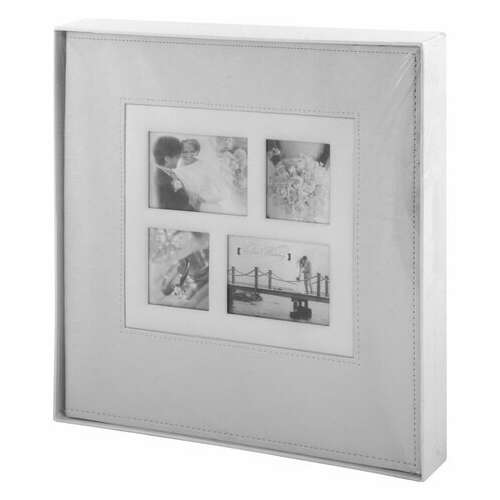  Фотоальбом brauberg свадебный, 20 магнитных листов 30х32 см, обложка под фактурную кожу, на кольцах, белый, 390691 | Фотоальбомы