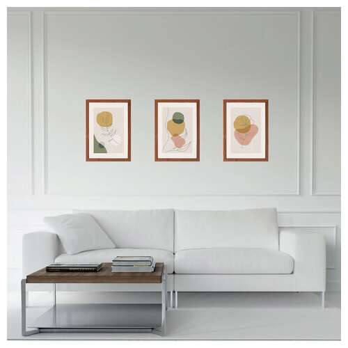  Рамка 21х30 см со стеклом, комплект 3 штуки, багет 16 мм, дерево, staff "sonata", цвет орех, 391387 | Рамки для дипломов, сертификатов, грамот, фотографий