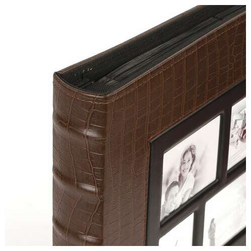  Фотоальбом brauberg на 500 фотографий 10х15 см, обложка под кожу крокодила, рамка для фото, коричневый, 390715 | Фотоальбомы
