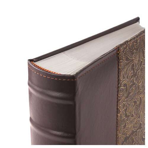  Фотоальбом brauberg на 300 фото 10х15 см, под кожу, бумажные страницы, бокс, коричневый + золото, 391118 | Фотоальбомы